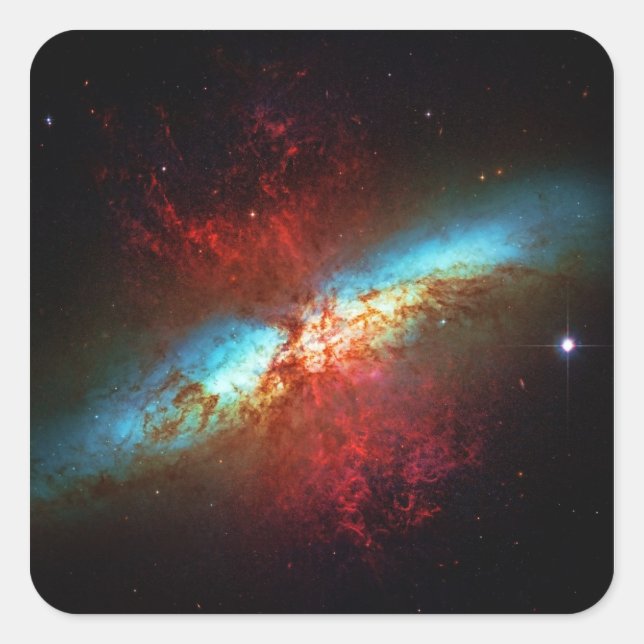 A Starburst Galaxy - Messier 82 (Cigar Galaxy) Square Sticker (Front)