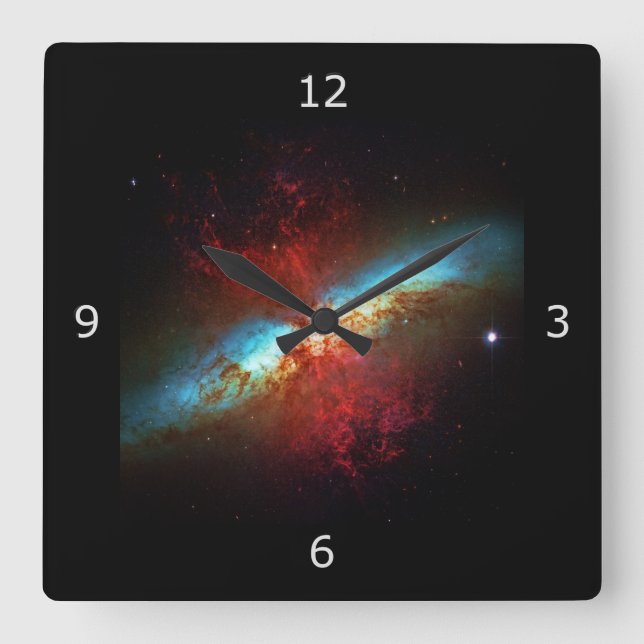 A Starburst Galaxy - Messier 82 (Cigar Galaxy) Square Wall Clock (Front)