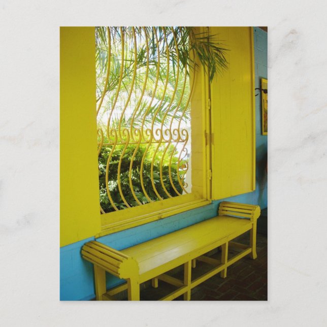 A stark contrast of yellow and blue postcard (Front)