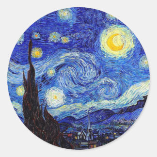 A Starry Night  Inspired Van Gogh Classic Products Round Sticker