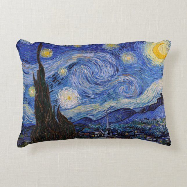 A Starry Night: Saint Remy by Vincent Van Gogh Decorative Cushion (Front)