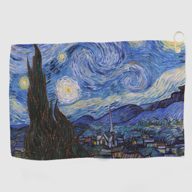 A Starry Night: Saint Remy by Vincent Van Gogh Golf Towel (Horizontal)