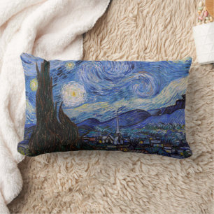 A Starry Night: Saint Remy by Vincent Van Gogh Lumbar Cushion