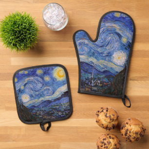 A Starry Night: Saint Remy by Vincent Van Gogh Oven Mitt & Pot Holder Set
