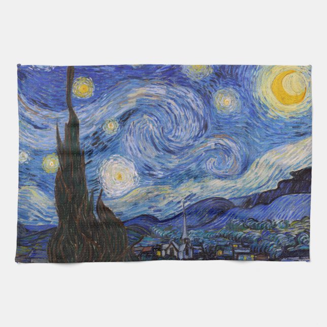 A Starry Night: Saint Remy by Vincent Van Gogh Tea Towel (Horizontal)