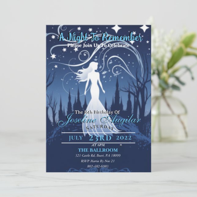 A Starry Night Sweet 16 Invitation (Standing Front)