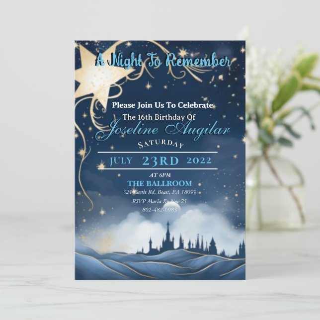 A Starry Night Sweet 16 Invitation (Standing Front)