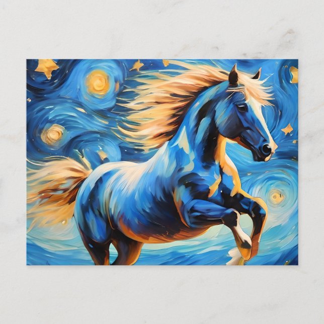 A Starry Night Van Gogh Horse Postcard (Front)