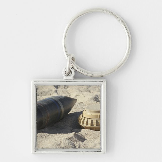 A static display of a converted ordnance shell key ring (Front)