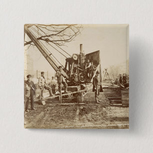 A steam crane in operation during the building of 15 cm square badge