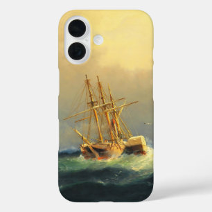 A steamship in a storm in the Atlantic Ocean iPhone 16 Case