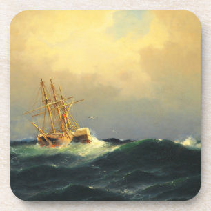 A steamship in a storm in the Atlantic Ocean Coaster