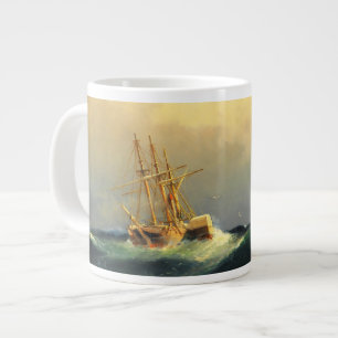 A steamship in a storm in the Atlantic Ocean Large Coffee Mug