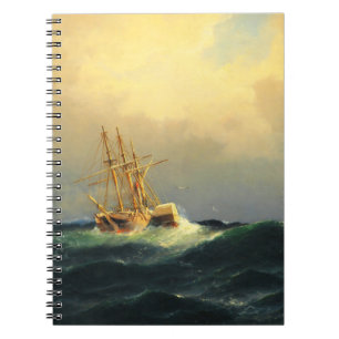 A steamship in a storm in the Atlantic Ocean Notebook