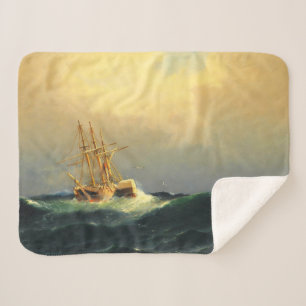 A steamship in a storm in the Atlantic Ocean Sherpa Blanket