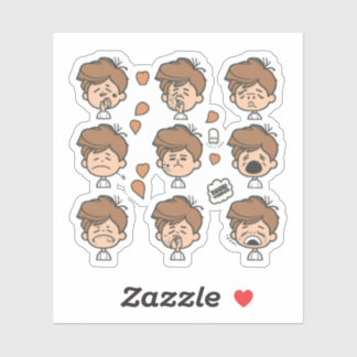 A sticker for a group of anime characters crying