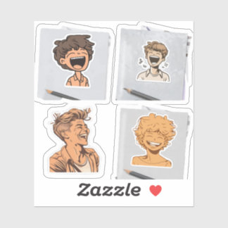 A sticker for a group of crazy anime characters