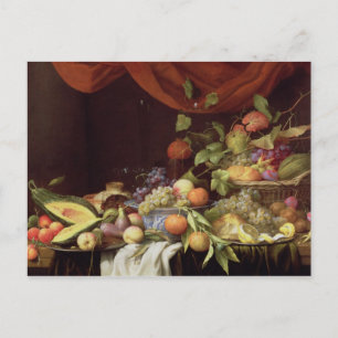 A Still Life of Fruit on a Draped Ledge Postcard