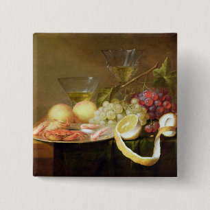 A still life with glasses 15 cm square badge