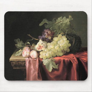 A still life with grapes, plums mouse pad