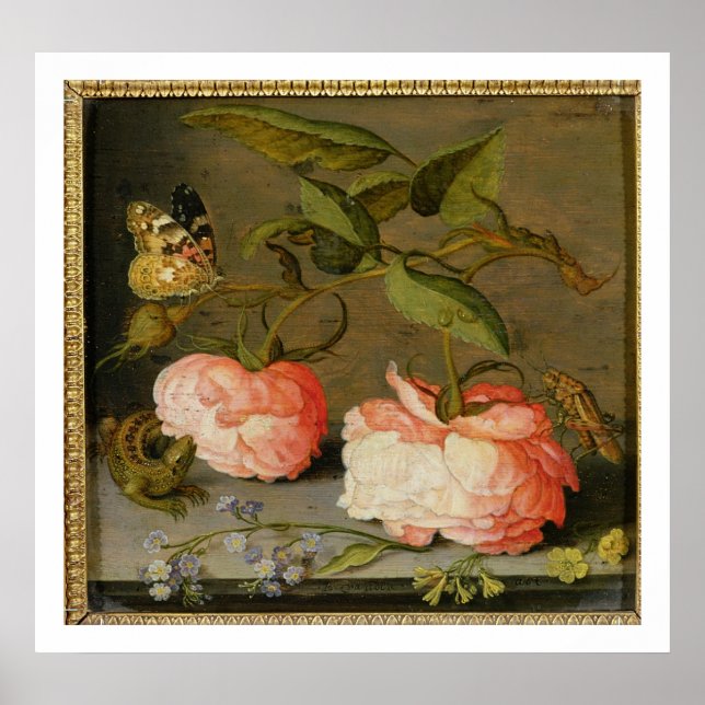 A Still Life with Roses on a Ledge Poster (Front)