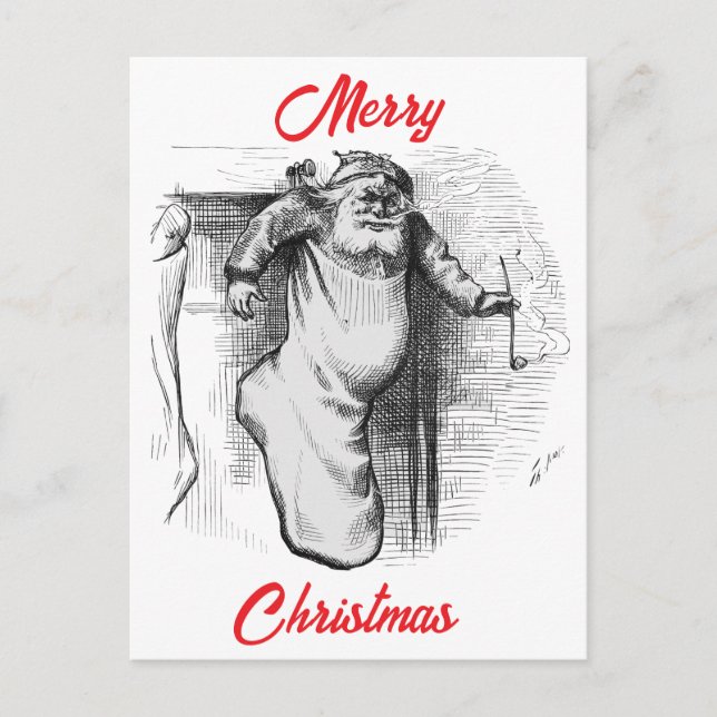 A Stocking Full (1879) by Thomas Nast.  Holiday Postcard (Front)