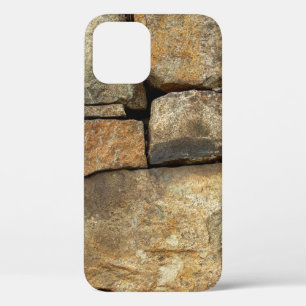 A stone wall made of cobblestones background textu iPhone 12 case
