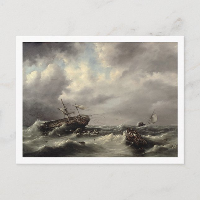 A Storm at Sea (oil on panel) Postcard (Front)