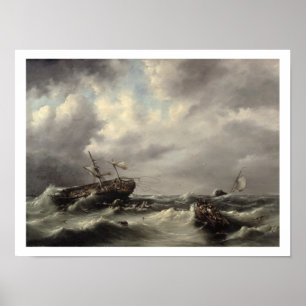 A Storm at Sea (oil on panel) Poster