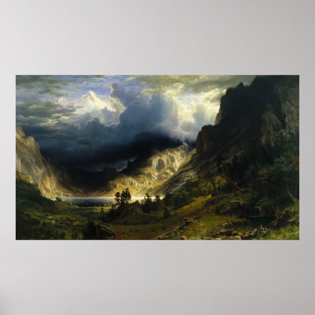A Storm in the Rocky Mountains, Bierstadt Poster (Front)