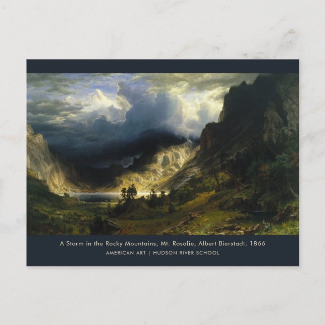 A Storm in the Rocky Mountains Landscape Painting Postcard (Front)