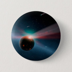 A Storm Of Comets In The Eta Corvi System. 6 Cm Round Badge