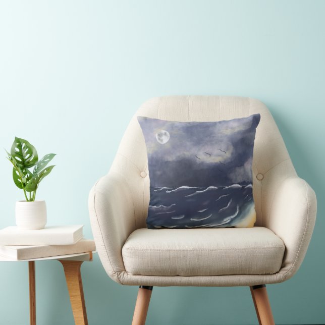 A stormy night at the sea cushion (Chair)
