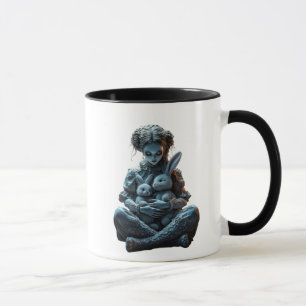 A strange doll with weird rabbits. mug