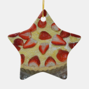 A strawberry cake ceramic ornament