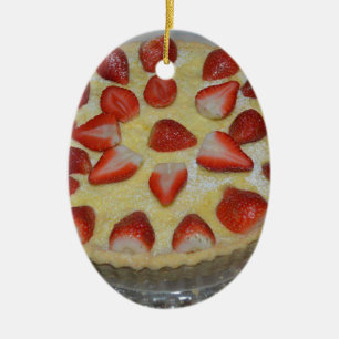 A strawberry cake ceramic ornament