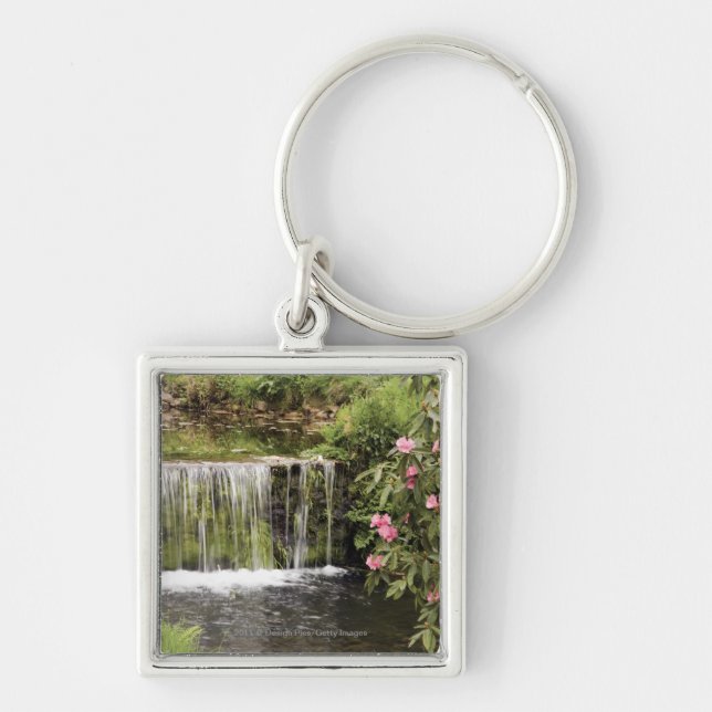 A Stream And Waterfall In Dartmoor National Park Key Ring (Front)