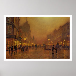A Street at Night (oil on panel) Poster