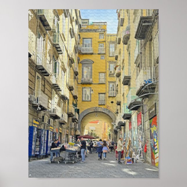 A Street in Naples, Italy Design Poster Print (Front)