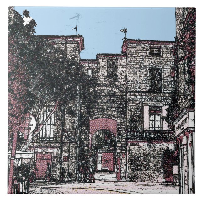 A Street in Pezenas France Ceramic Tile (Front)