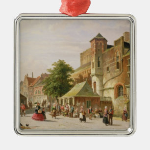 A Street Scene in Amsterdam Metal Ornament