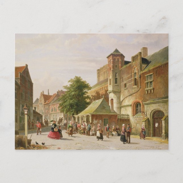 A Street Scene in Amsterdam Postcard (Front)