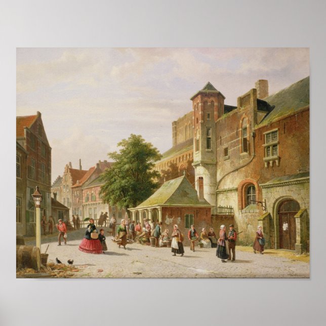 A Street Scene in Amsterdam Poster (Front)