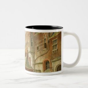 A Street Scene in Amsterdam Two-Tone Coffee Mug