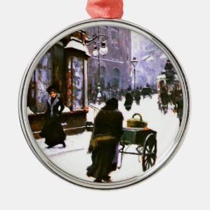 A Street Scene in Winter, Copenhagen, Metal Ornament