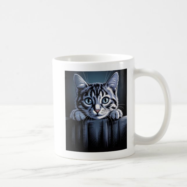A Striking Cat Illustration – Bold Artistic Feline Coffee Mug (Right)