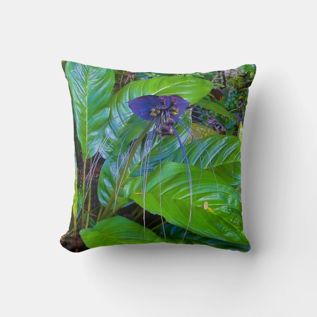 A striking dark purple flower cushion (Front)