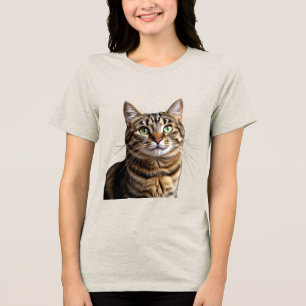 A Striking Tabby With Vivid Green Eyes Tri-Blend Shirt