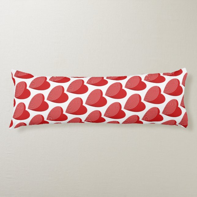 A Striped Red Heart  Body Cushion (Front)