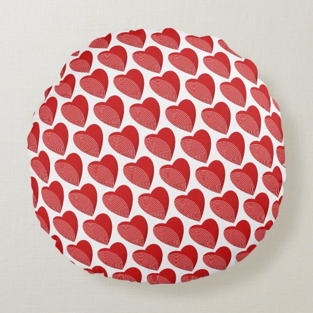 A Striped Red Heart  Round Cushion (Front)